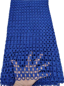 

2019 Latest Guipure Lace Cord Lace Embroiderey African Cord Lace Fabric High Quality Nigeria Lace Fabric For Wedding FTB88 BLUE