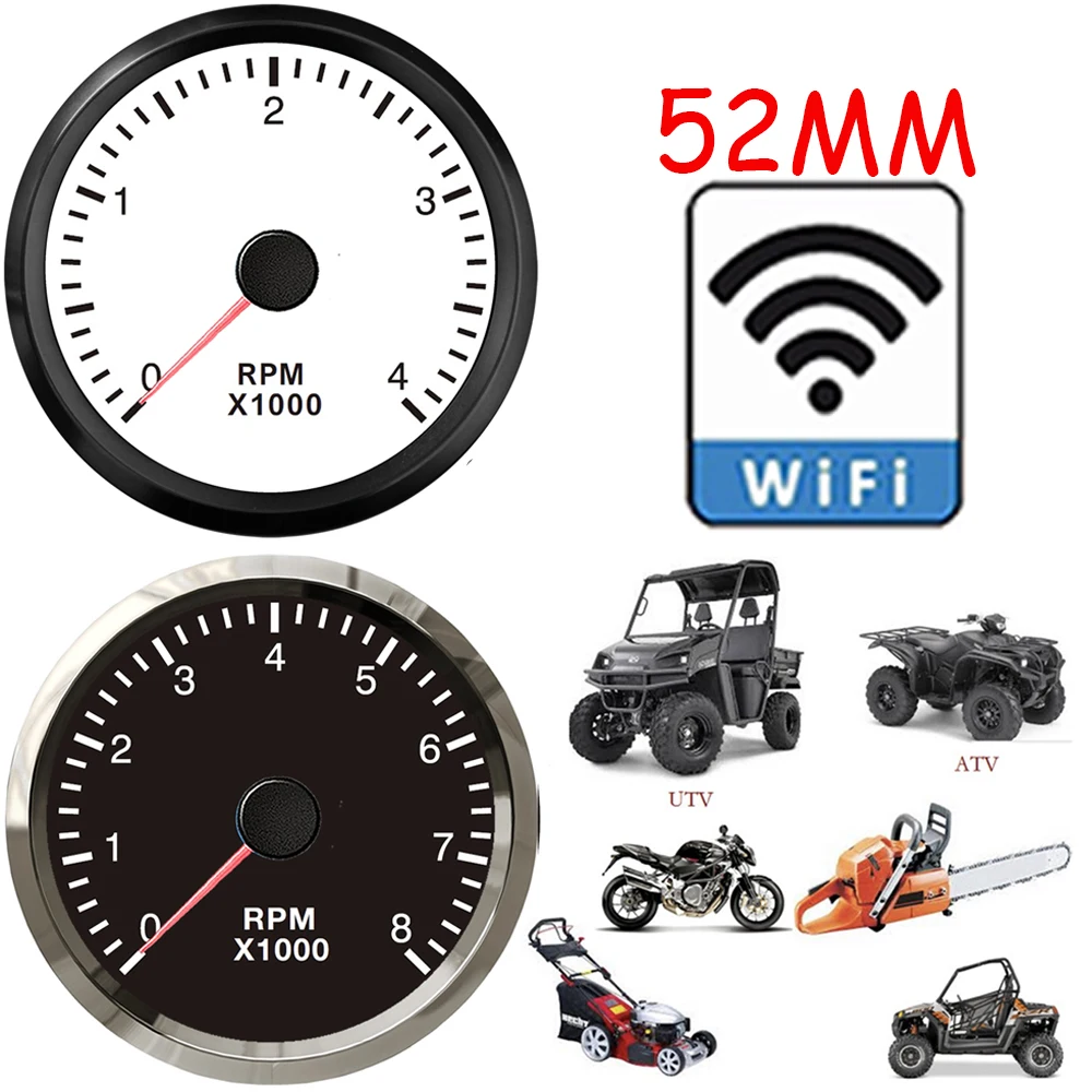 

Тахометр 52 мм, тахометр с Wi-Fi, 0-4000 об/мин, 0-8000 об/мин