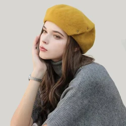 Lady French Artist Wool Beret Hats Fashion Women New Style Woolen Elegant Painter Cap Soft Winter Warm Retro Beret for Female