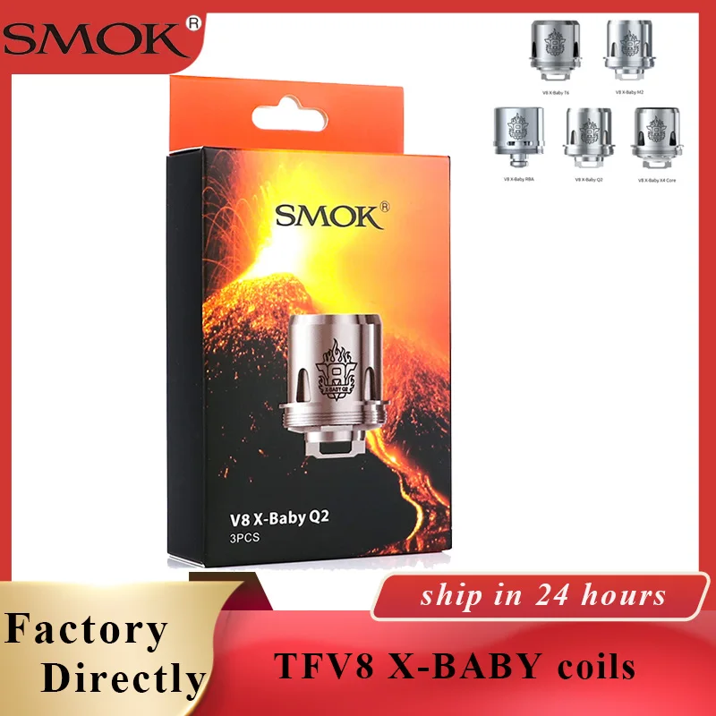 3 шт./лот Оригинал SMOK TFV8 X-BABY катушки Fit для курения X-BABY бак Q2 M2 X4 T6 SMOK TFV8 X-BABY Замена Vape электронной сигареты катушки