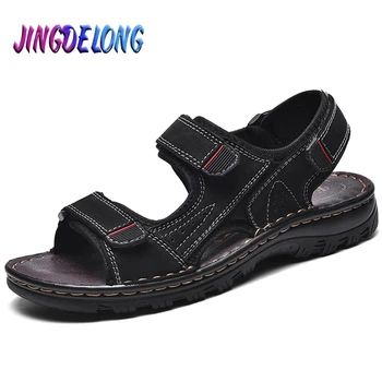 

Brand New Mens Gladiator Sandals Summer Outdoor Men Beach Sandals Handmade Leather Mens Sandals Non-slip Mens Wading Shoes 38-48