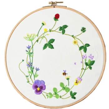 

DIY Embroidery Kit Flower Plants Pattern Hand Cross Stitch Kit Home Decor DIY Handcraft Beginner Embroidery Supplies Hanging Pai