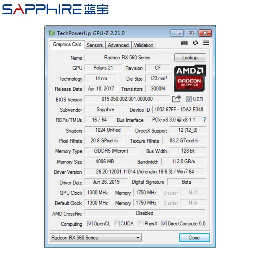 Видеокарта SAPPHIRE AMD Gaming Radeon RX560, 4 Гб, 128 бит, GDDR5, PCI, настольная, RX560D, видеокарта для игрового ПК, используемые карты AMD