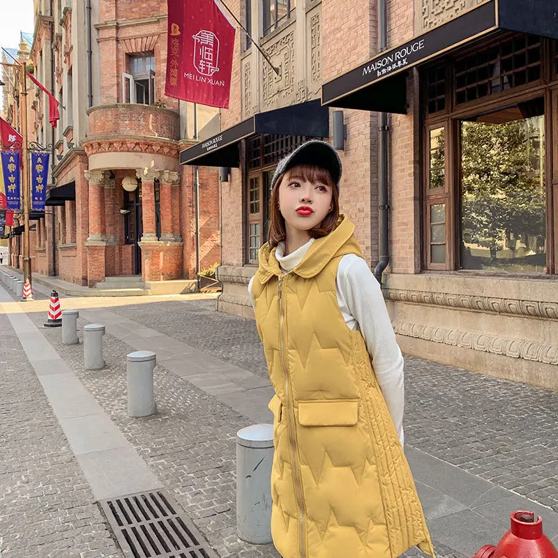 

According to Nalini down Jacket 2019 New Style Waistcoat Cotton-padded Clothes Women's Mid-length Loose Sleeveless Vest Cotton C