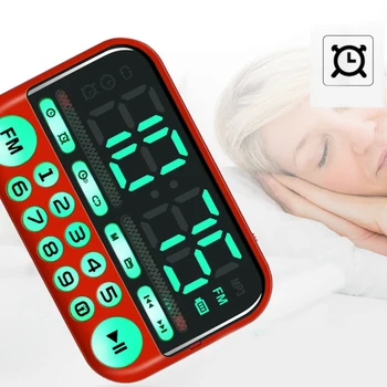 

Portable Mini FM Radio Stereo Speakers Music Player Backlight Button Clock