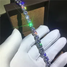 Роскошный Теннисный браслет из белого золота, 8 мм, AAAAA, циркон, cz, серебряный цвет, вечерние, свадебные браслеты, модные женские украшения