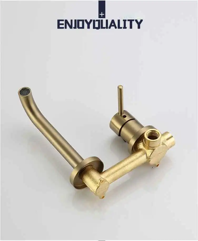 Golden water pool faucet, with the device embedded in the wall, a hot faucet and a mixing faucet rotate 360