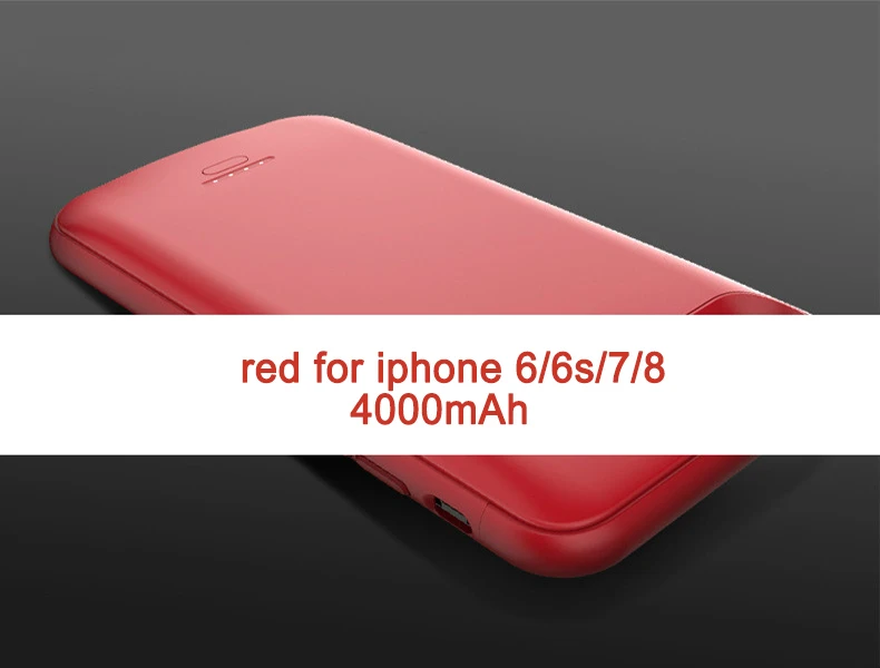 red 4000 I 6 7 8 Аккумулятор Чехол для Iphone 6 6s 7 8 4000/5500mah зарядное устройство для Iphone 6 6s 7 8 Plus тонкий внешний пакет резервного копирования Чехол - Цвет: red 4000 I 6 7 8