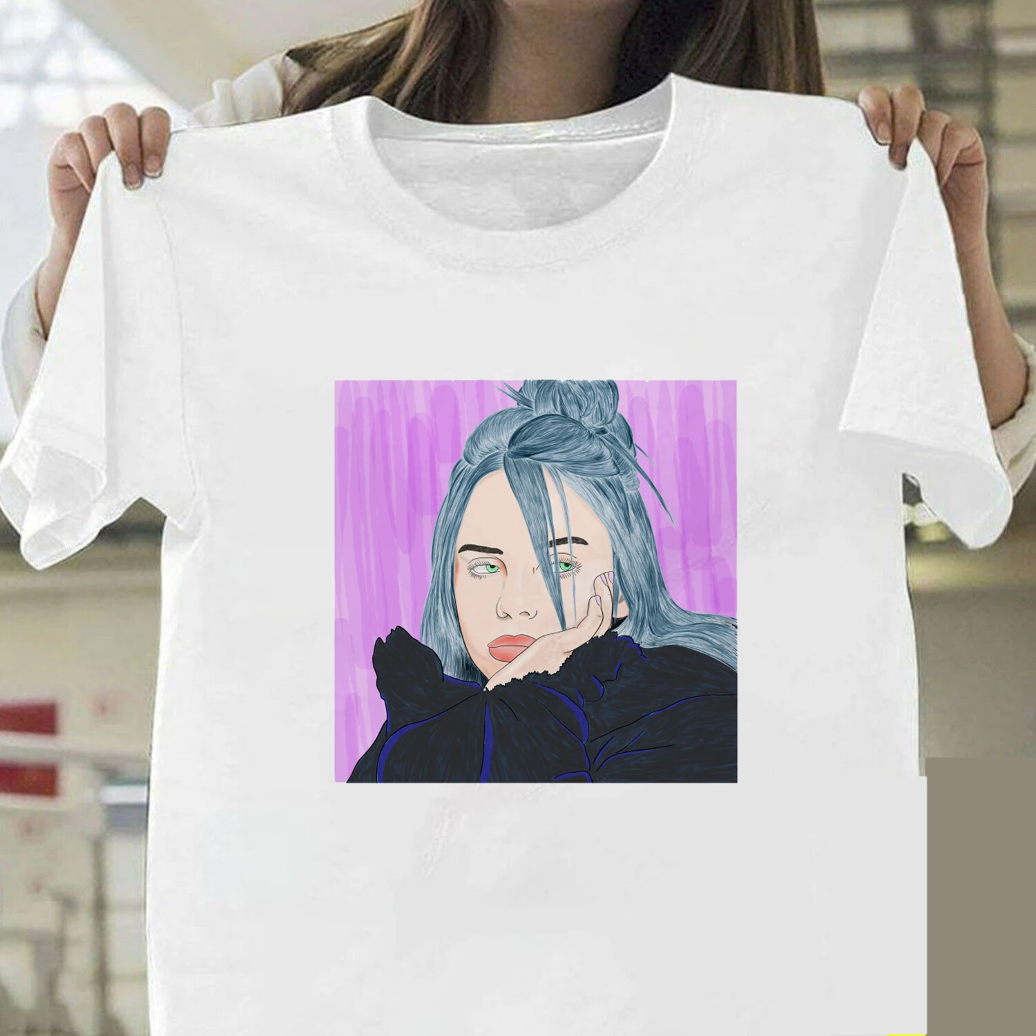 Billie Eilish Футболка Harajuku Fans белая хлопковая Мужская Camiseta Mujer Лидер продаж мужской эстетический Топ Футболка размера плюс уличная одежда крутая - Цвет: 9