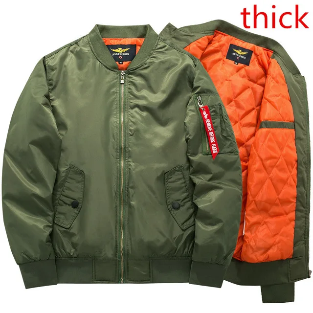 thick green Мужские куртки-бомберы Ma1 Kanye West, верхняя одежда, армейский мотоцикл, военный летный авиационный пилот, мотоциклетная куртка размера плюс 8XL M - Цвет: thick green