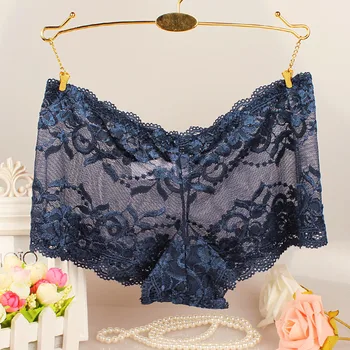 

Good Quality Women Sexy Transparent Full Lace Panties Brand Water Soluble Trunk Gauze Underwear Low-waist Women Briefs M-5XL