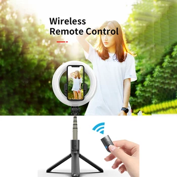 

Bluetooth Selfie Stick Tripod 5'' Ring Fill Light W/ Phone Holder For Cellphones Selfie Stick Tripod