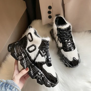 

2019 winter new thick bottom casual plus cotton sponge cake shoes high-top mink cotton shoes net red shoes