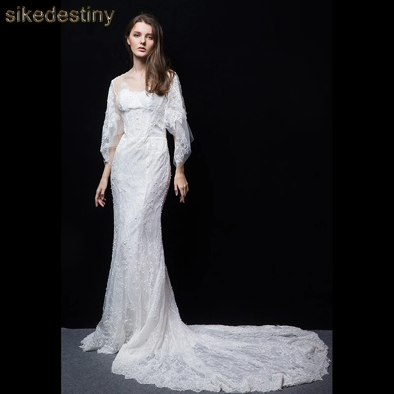 Sikedestiny, Особенный дизайн, высокое качество, свадебные платья русалки, Королевский поезд, свадебное платье De Novia, длинное свадебное платье