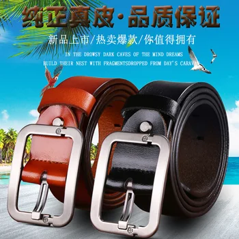 

Pin Buckle Retro Casual Leather Men Genuine Split Formal Adult Alloy Embossed Is