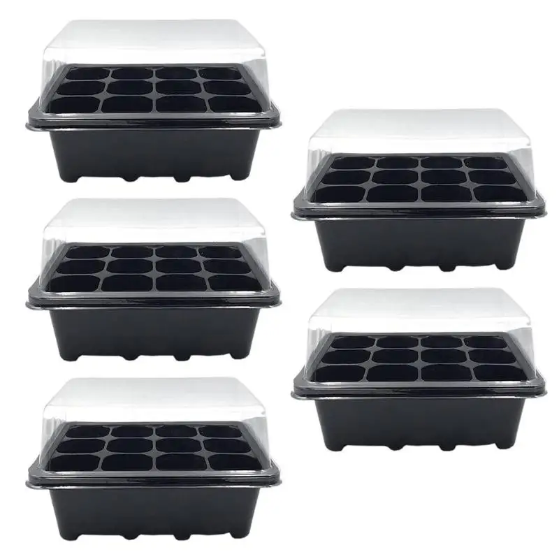 Black5PCS VKTECH коробка для выращивания растений с 12 отверстиями, пластиковый горшок для растений, поднос для рассады, садовые горшки, Детская коробка, домашняя система гидропоники для выращивания - Цвет: Black5PCS