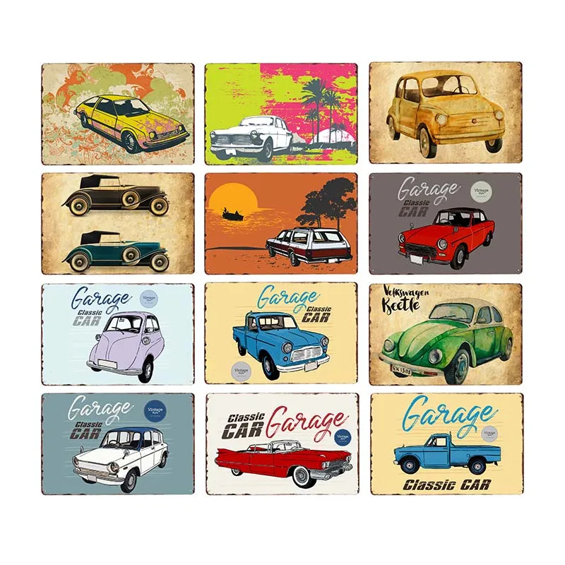 

Car Tin Signs Shabby Chic Plaque Metal Vintage Plates Iron Paintings Wall Art Retro Home Decor For Living Room