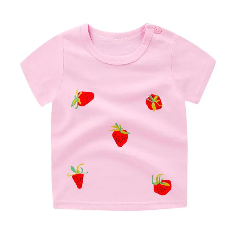 Детская футболка; летние хлопковые футболки для маленьких мальчиков и девочек; повседневная одежда с короткими рукавами; топы для малышей; одежда для детей; футболки - Цвет: P5