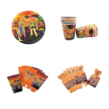 

Toy Story 4 Party Theme Disposable Tableware Plate Cup Tablecloth Gifts Box Baby Shower Boys Birthday Party Decoration Supplies