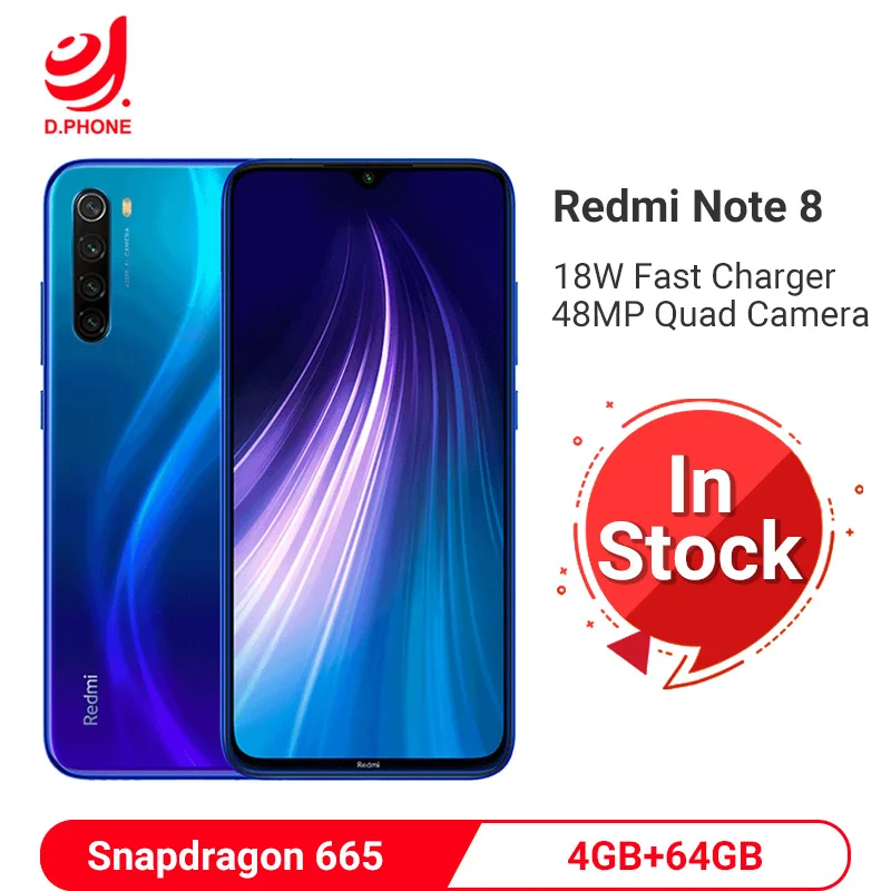 

Global ROM Xiaomi Redmi Note 8 4GB 64GB Snapdragon 665 Octa Core Smartphone 6.3” 48MP Quad Rear Camera 4000mAh Mobile Phone