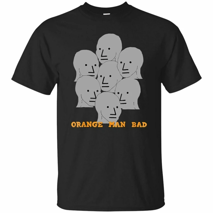 

Npc Meme Shirts Grey Lives Group Think Orange Man Bad Black T-Shirt Size S-5Xl Retro Tee Shirt