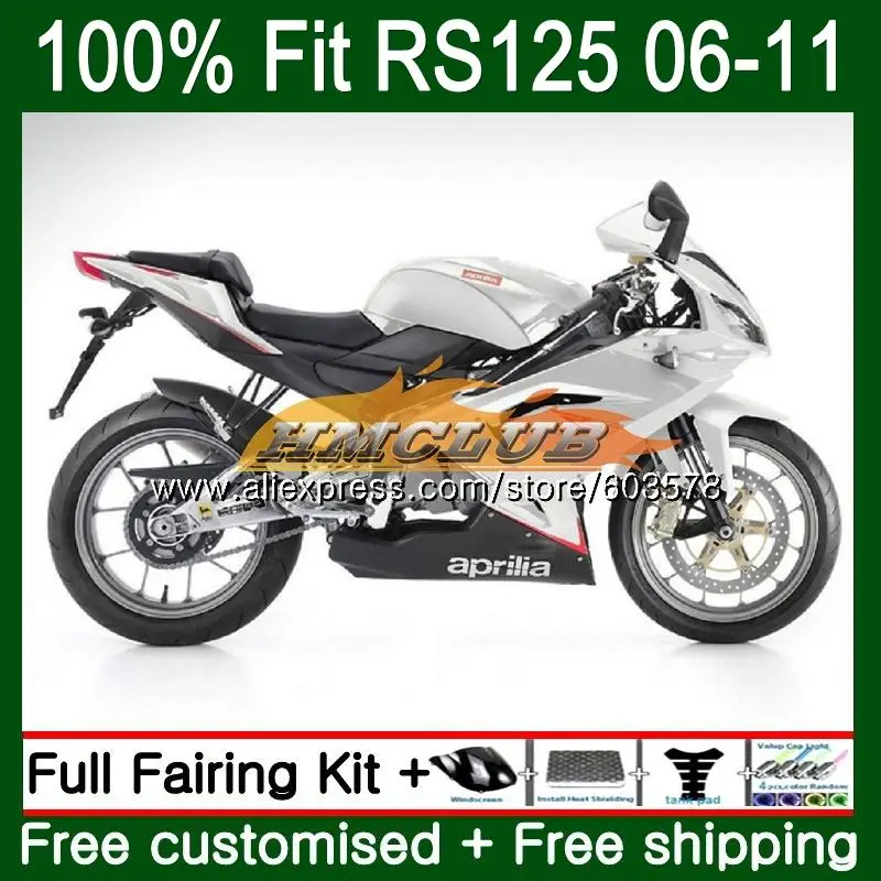 Инъекции для Aprilia RS-125 2006 2007 2008 2009 2010 2011 40CL. 9 RS 125 RS4 RSV125 RS125 06 07 08 09 10 11 обтекатель жемчужно-белый - Цвет: No. 1