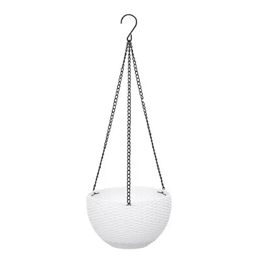 White 21x13 см круглая модная подвесная корзина для растений, цветочный горшок из нержавеющей стали, цепочка для растений, садовые украшения для дома - Цвет: White