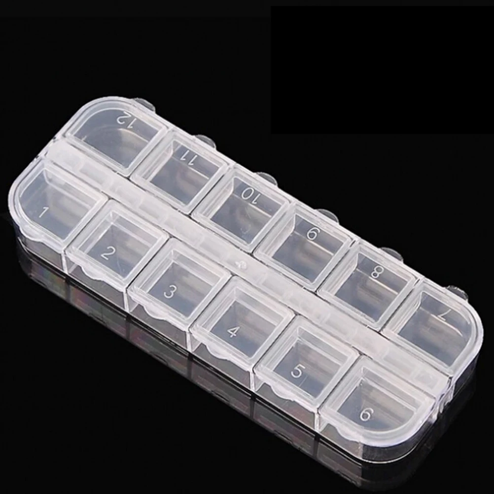 

1pc Plastic 12 Compartment Empty Storage Case Jewelry Box Rhinestones Dired Flower Art Products Earring Jewelry Container
