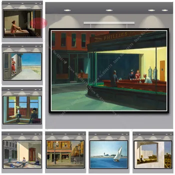 

NT840 Edward Hooper Rooms Sea Abstract Artwork Collage Poster Print Oil Painting Wall Art Canvas Picture Living Home Room Decor