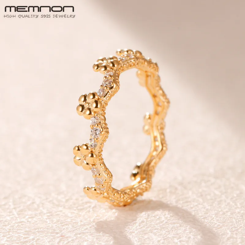 Memnon, блестящий цветок, корона, кольцо, 925 пробы, серебро, для помолвки, свадьбы, оригинальные кольца для женщин, серебро 925, anillos, хорошее ювелирное изделие