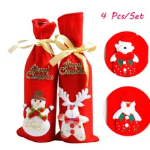 4 упаковки крышки бутылки вина сумки Рождество кулон дома вечерние милые Санта Клаус Рождественское украшение для бутылки Рождественский орнамент крышка бутылки