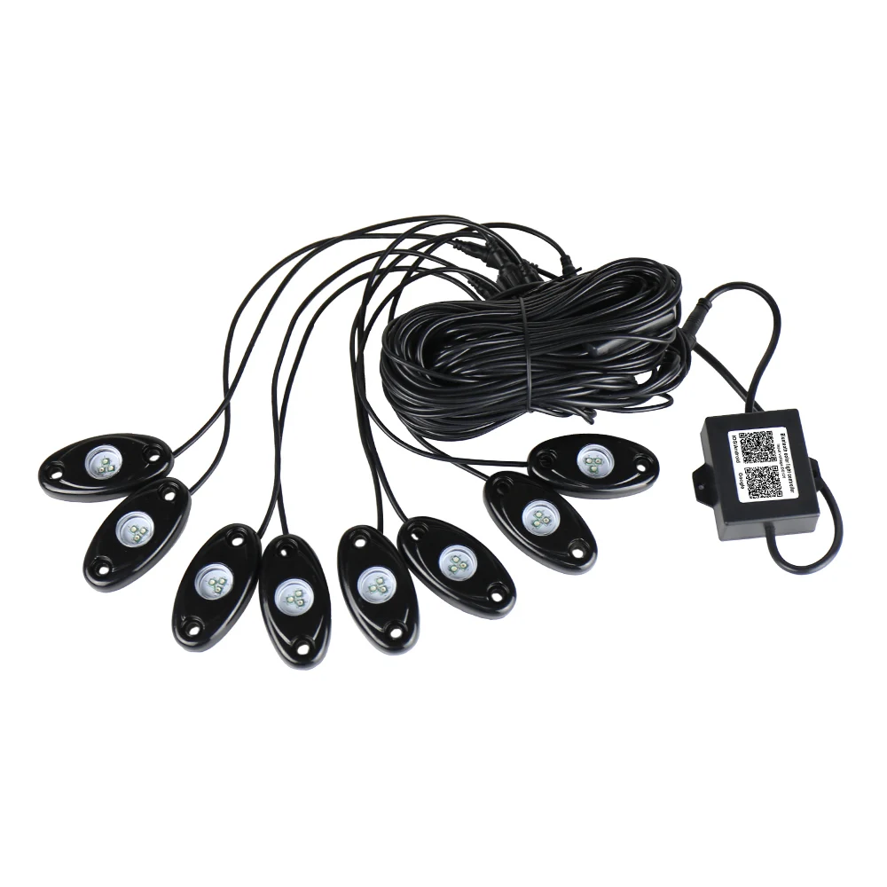 

4pcs/8pcs 12V RGB LED Rock Lights Wireless Controlled Music Flashing IP67 Waterproof for Jeep Off Road SUV Truck