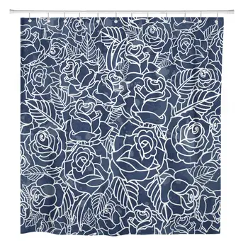 

72"x72" Shower Curtain Waterproof Polyester Fabric Pink Interesting Pattern Roses Drops and Splashes Pretty Cool Decorative