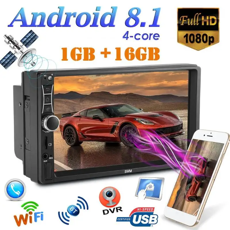  SWM A2 Android 8.1 Auto GPS Navigation Stereo 7 zoll 1GB + 16GB Quad Core Bluetooth WiFi USB Radio 