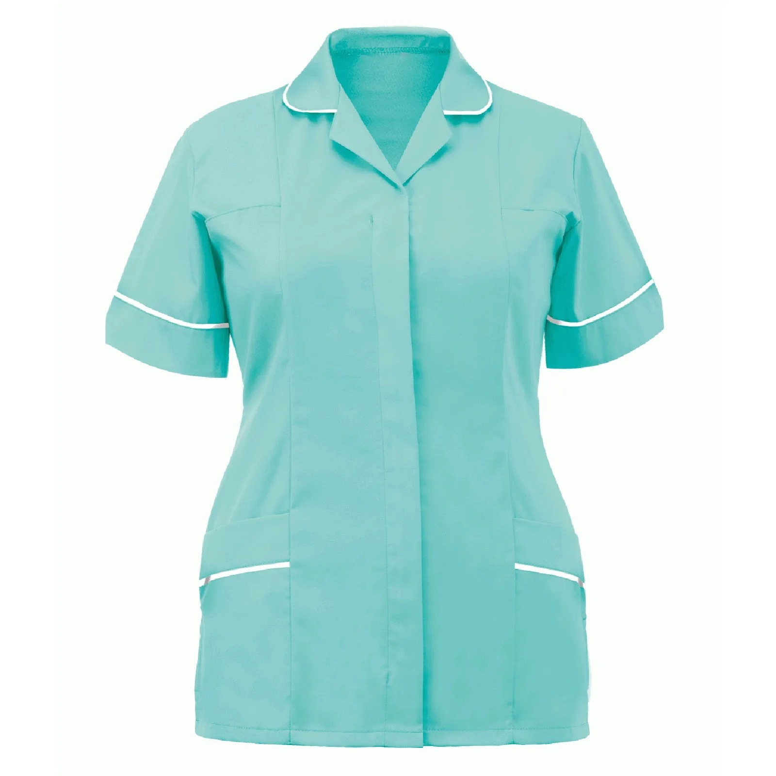 Women nurse uniform short sleeve V-neck button top summer plus size ladies T-shirt care workers tunic