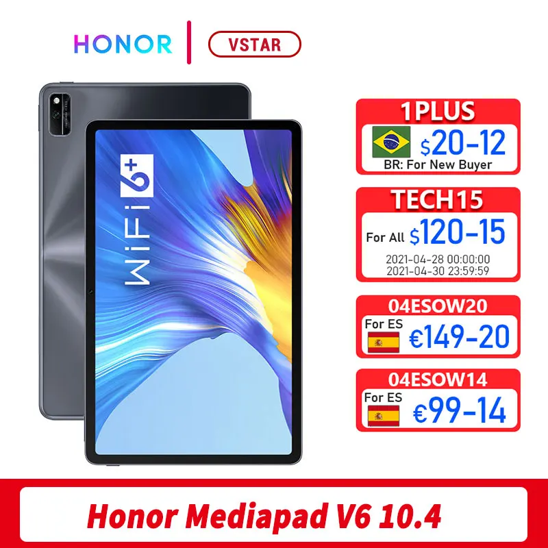 Honor-Tableta Mediapad V6 Original, pantalla de 10,4 pulgadas, 2K, PC, Kirin 985, ocho núcleos, tableta HONOR V6 10,4, WiFi 6 +