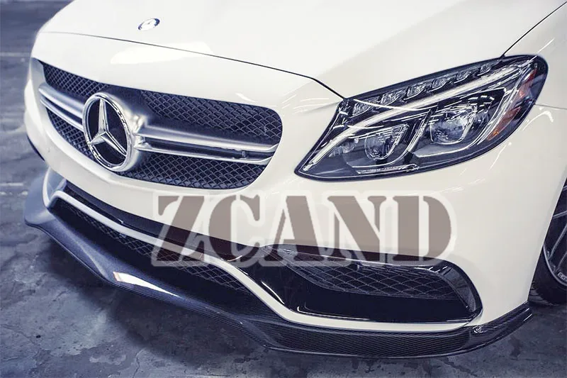 PSM Реальные углеродного волокна передний губы сплиттер задний спойлер для Benz C63 AMG W205 4 двери 2015UP