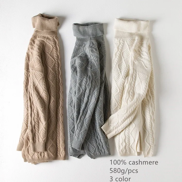 naizaiga 100% cashmere thicken winter warm sweater Mid-length slim split 460g/pcs DXYR1 | Женская одежда