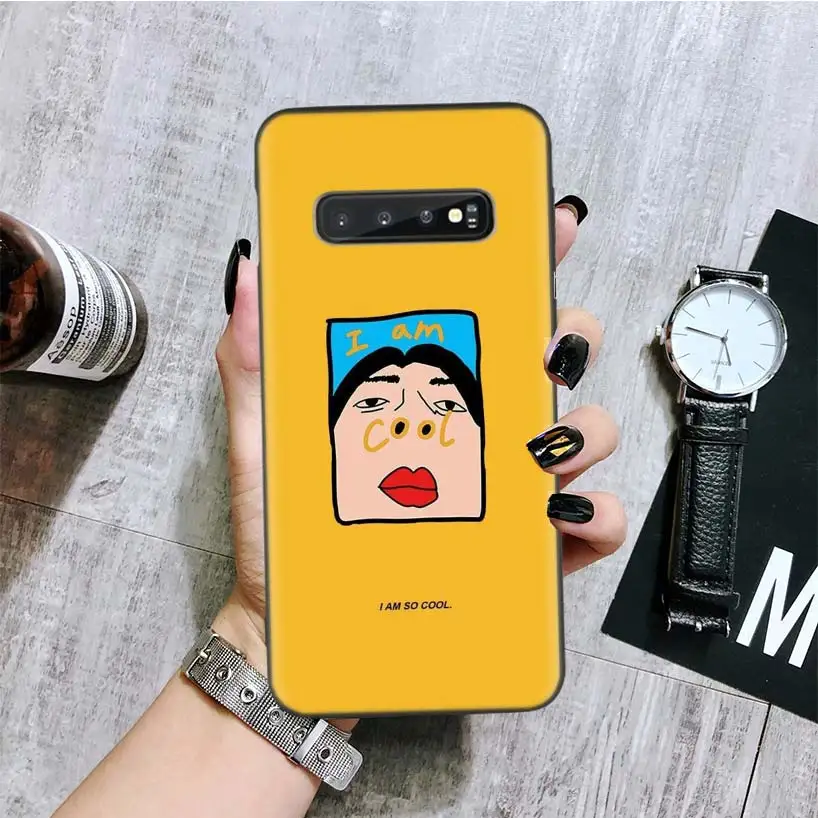 Эстетика Подсолнух Новинка черный чехол для телефона samsung Galaxy S10+ Plus Lite Note 10 9 8 S9 S8 J4 J6+ Plus S7 S6 Edge