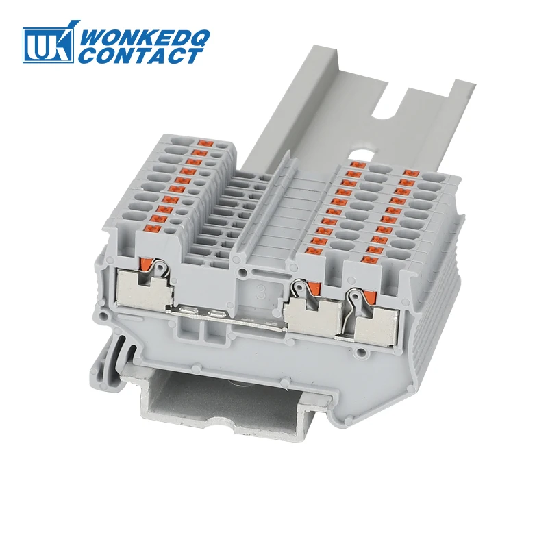 

Din Rail Terminal Block PT 1.5-Twin Replace PHOENIX 3 Conductors Push In Spring Screwless Feed Through Wire Conductor 10pcs