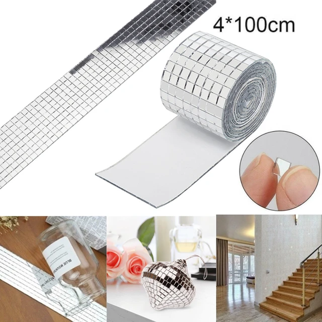 1m Self-Adhesive Mini Glass Square Mirror Mosaic Tiles Stickers