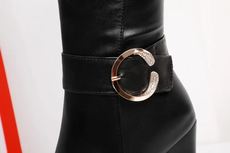 NASBAVI High Heels Over the Knee Boots Women Winter Thigh High Boots Fashion Zipper buckle Rhinestone Platform Long Boots