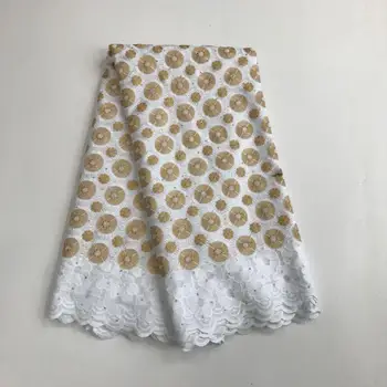 

2020 Dry Lace Swiss Voile Laces In Switzerland New Rhinestones Embroidery 100% Cotton Nigerian Georges For Wedding Fabrics Lace
