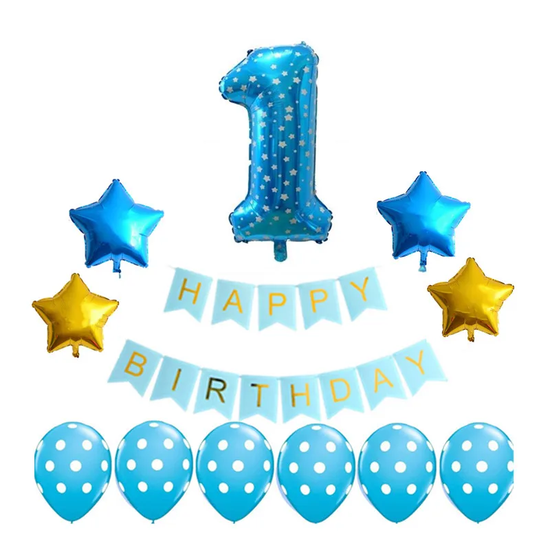 Ballons Joyeux Anniversaire 1er En Feuille Numero 1 Decoration De Fete Prenatale Garcon Fille Banderole En Papier Fournitures Pour Ma Annee Aliexpress