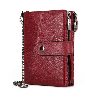 

Hot Genuine Leather Women Wallet Female Multi-functional Coin Purse Money Bag Small Card Holder Red Color Fashion For Girls