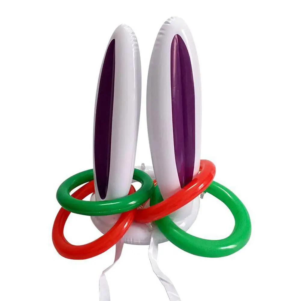 

GloryStar Inflatable Bunny Rabbit Ears Hat with Rings for Game Prop