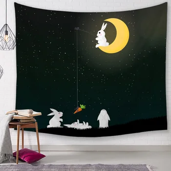 

Rural style rabbit digital printing tapestry beach towel tablecloth picnic mat thin blanket children's room decor wall tapestry
