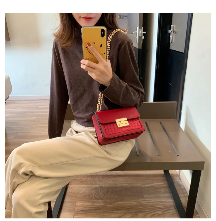 new fashion pig nose lock small square bag shoulder diagonal women's bag