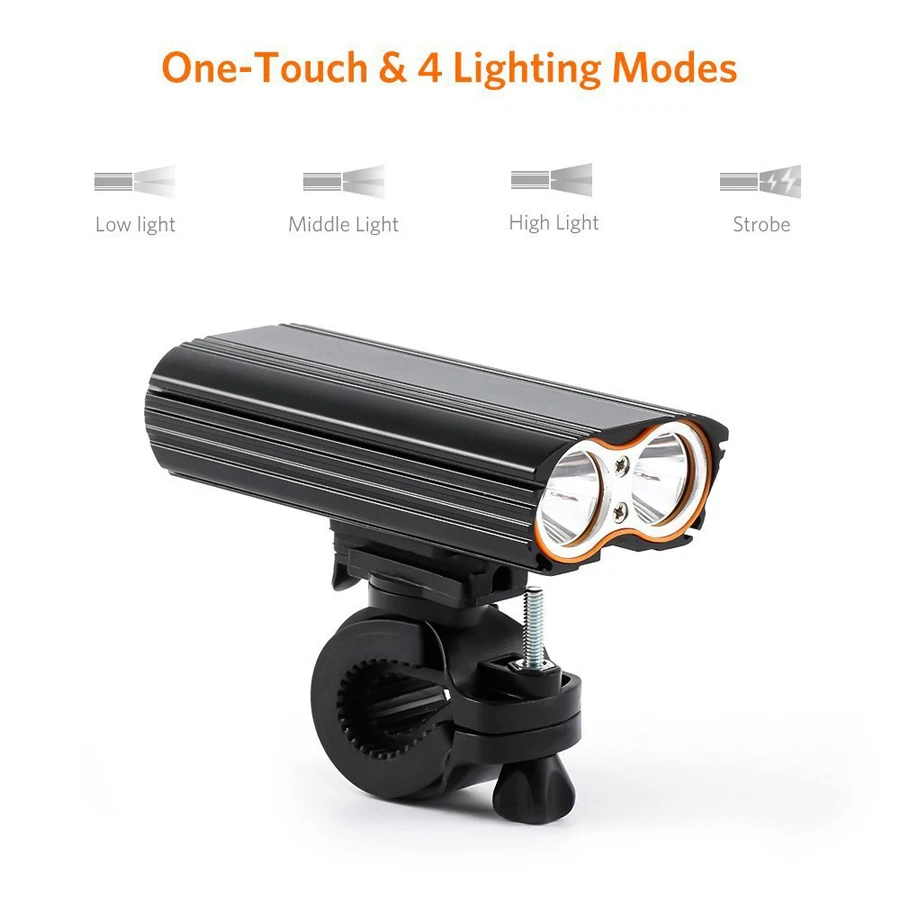 NEWBOLER 2400 Lumen Bike Light Kit 5200mAh USB Rechargeable 18650 Battery Bicycle Headlight Waterproof Bike Torch Cycling Light