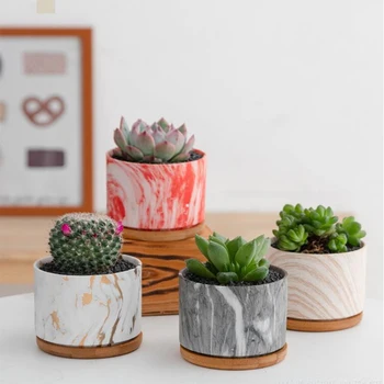 

New Marble Pattern Ceramic Flower Pot Planter Nordic Style Green Plant Succulents Pot Desk Office Garden Decoration Ornament